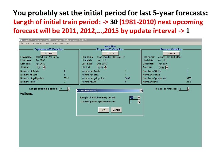You probably set the initial period for last 5 -year forecasts: Length of initial