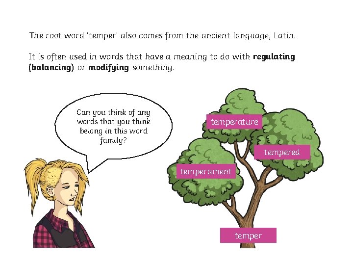 The root word ‘temper’ also comes from the ancient language, Latin. It is often