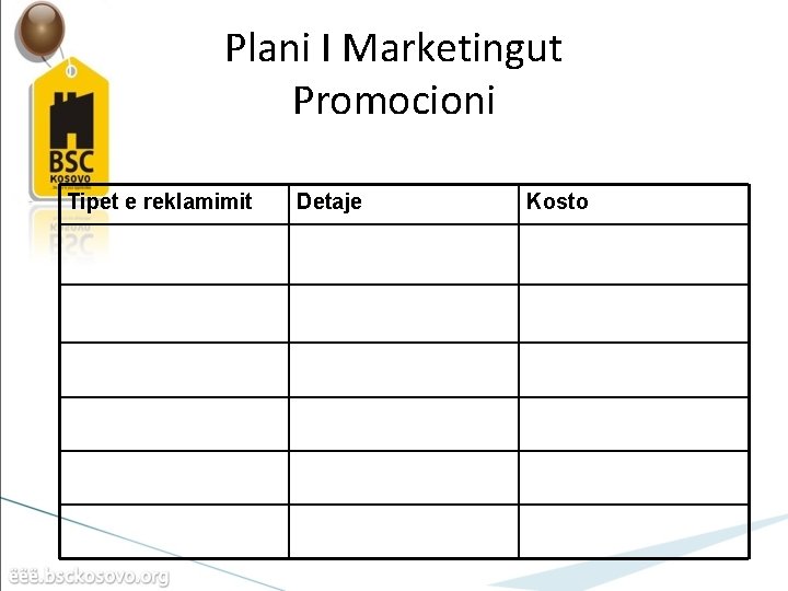 Plani I Marketingut Promocioni Tipet e reklamimit Detaje Kosto 