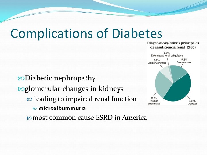 Complications of Diabetes Diabetic nephropathy glomerular changes in kidneys leading to impaired renal function