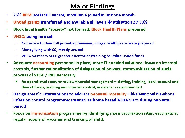 Major Findings • 25% BPM posts still vacant, most have joined in last one