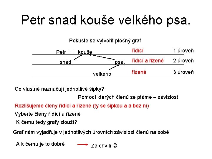 Petr snad kouše velkého psa. Pokuste se vytvořit plošný graf Petr kouše snad psa.