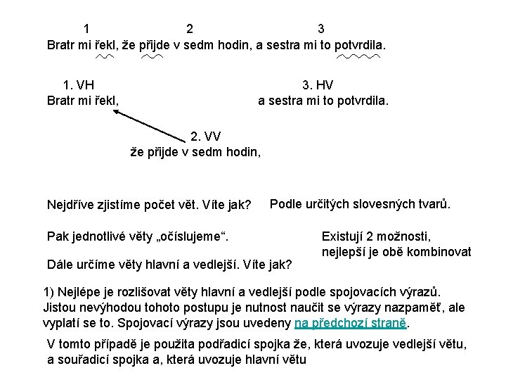 3 1 2 Bratr mi řekl, že přijde v sedm hodin, a sestra mi