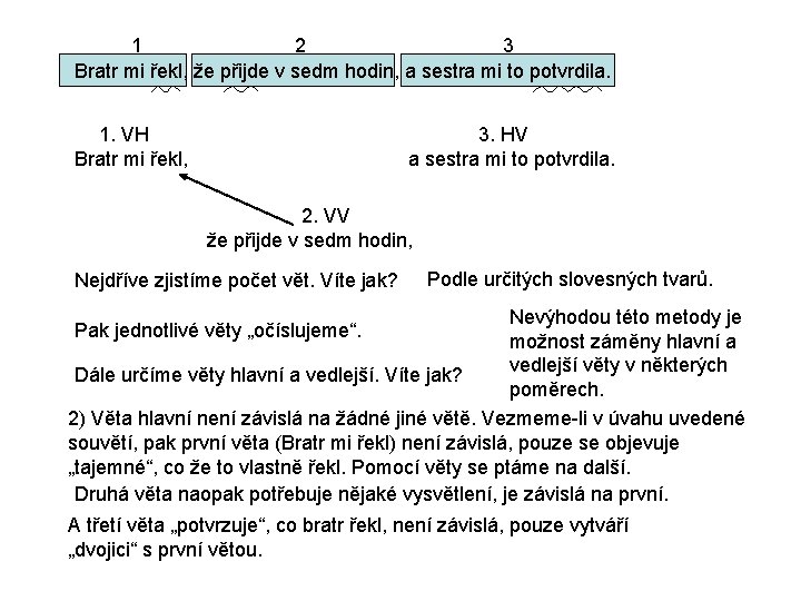 3 1 2 Bratr mi řekl, že přijde v sedm hodin, a sestra mi