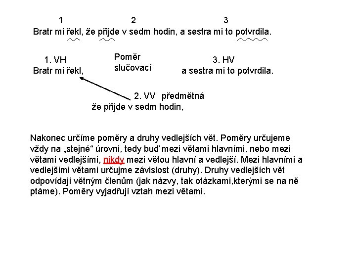 3 1 2 Bratr mi řekl, že přijde v sedm hodin, a sestra mi