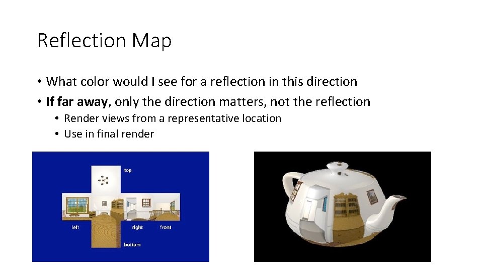 Reflection Map • What color would I see for a reflection in this direction