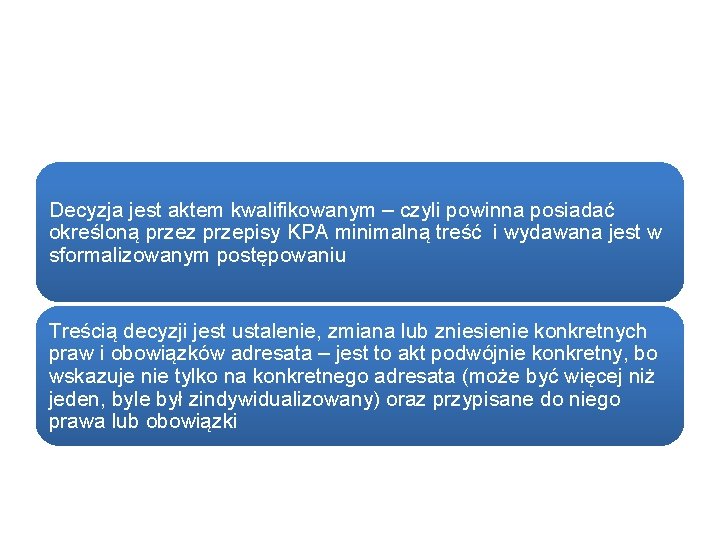 Decyzja jest aktem kwalifikowanym – czyli powinna posiadać określoną przez przepisy KPA minimalną treść