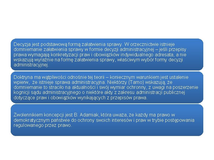 Decyzja jest podstawową formą załatwienia sprawy. W orzecznictwie istnieje domniemanie załatwienia sprawy w formie