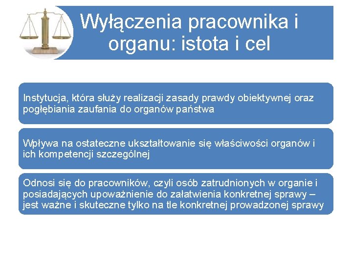 Wyłączenia pracownika i organu: istota i cel Instytucja, która służy realizacji zasady prawdy obiektywnej