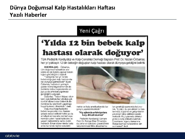 Dünya Doğumsal Kalp Hastalıkları Haftası Yazılı Haberler Yeni Çağrı 