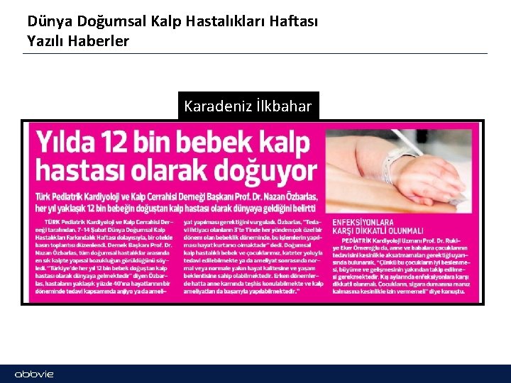 Dünya Doğumsal Kalp Hastalıkları Haftası Yazılı Haberler Karadeniz İlkbahar 