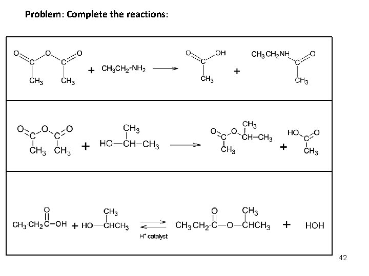 Problem: Complete the reactions: 42 