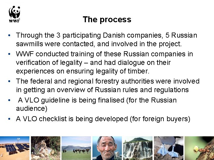 The process • Through the 3 participating Danish companies, 5 Russian sawmills were contacted,