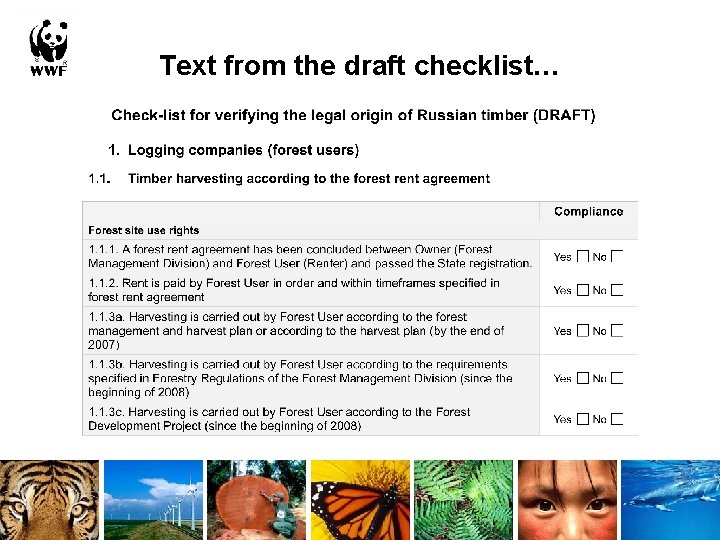Text from the draft checklist… 