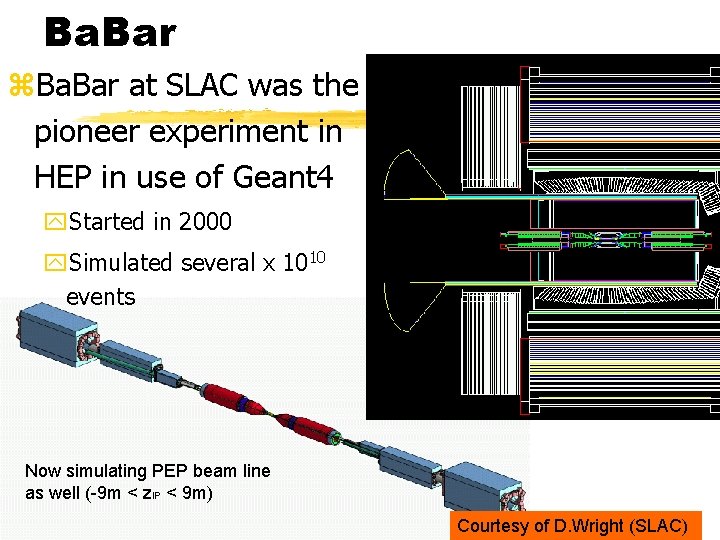 Ba. Bar z. Bar at SLAC was the pioneer experiment in HEP in use
