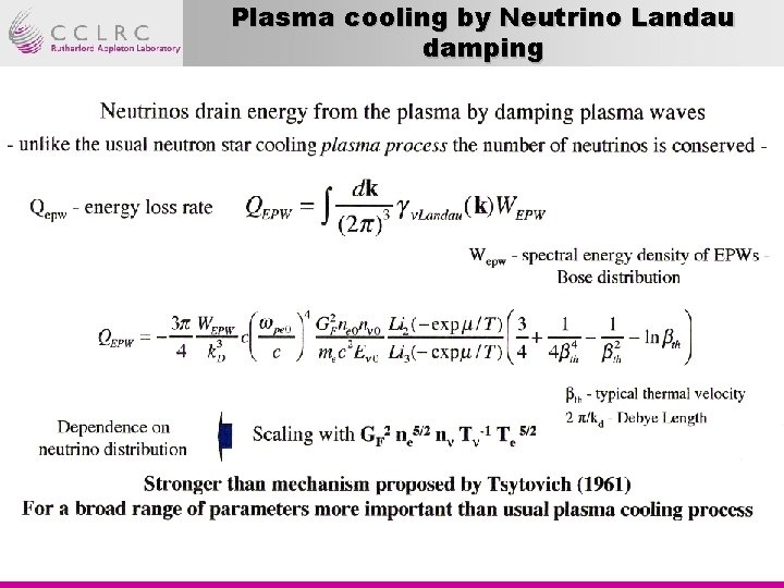 Plasma cooling by Neutrino Landau damping 