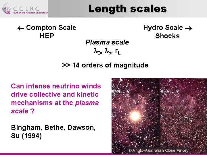 Length scales Compton Scale HEP Plasma scale l D, l p , r L