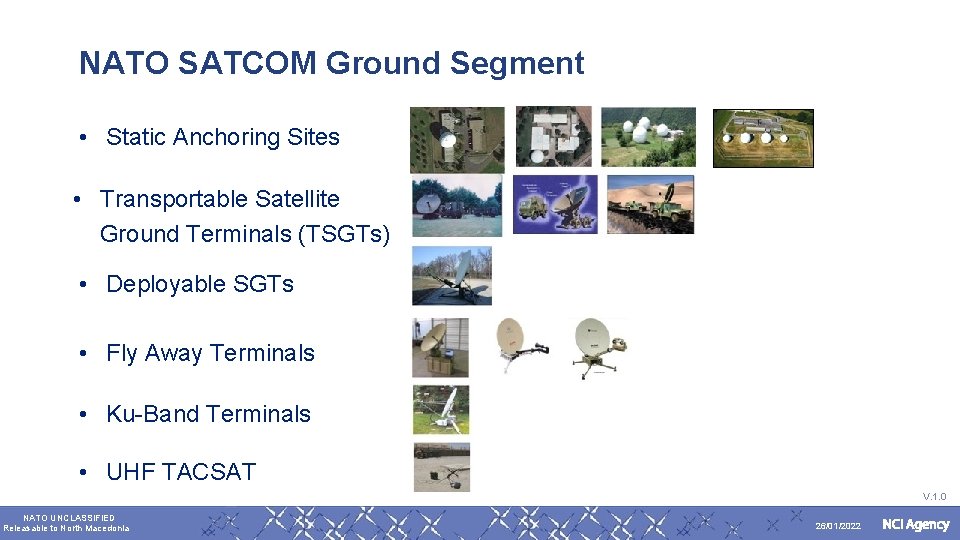 NATO SATCOM Ground Segment • Static Anchoring Sites • Transportable Satellite Ground Terminals (TSGTs)