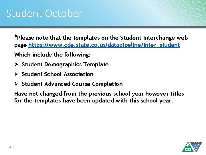 Student October *Please note that the templates on the Student Interchange web page https: