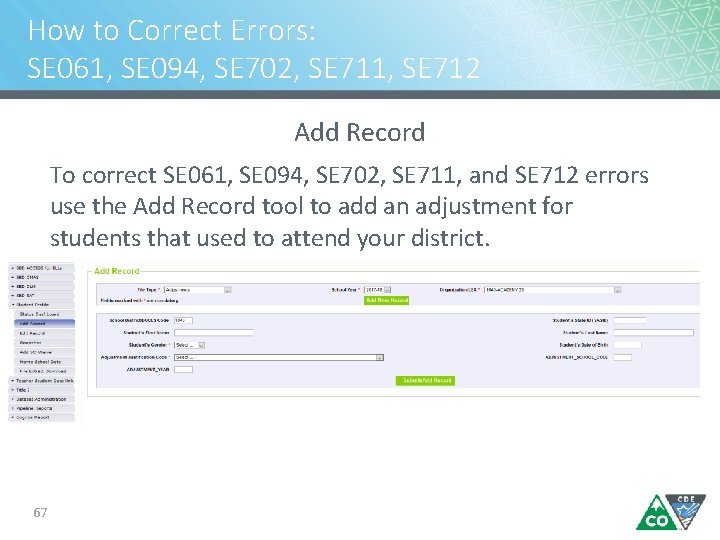 How to Correct Errors: SE 061, SE 094, SE 702, SE 711, SE 712