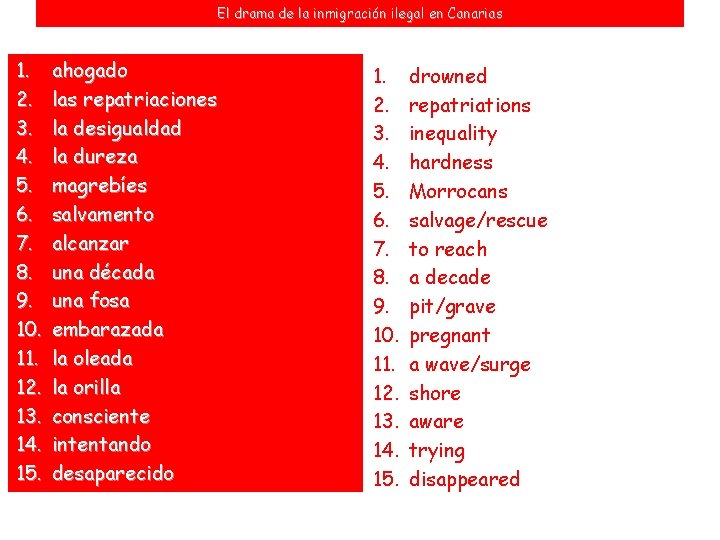 El drama de la inmigración ilegal en Canarias 1. 2. 3. 4. 5. 6.
