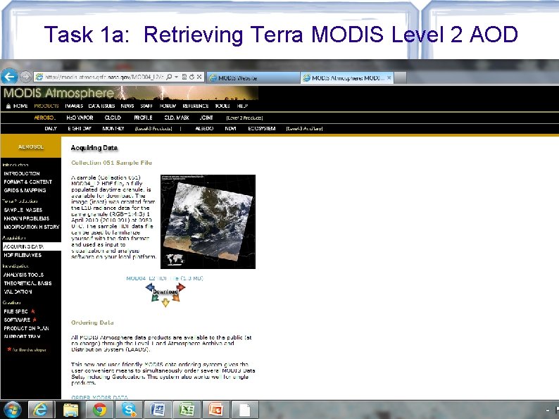 Task 1 a: Retrieving Terra MODIS Level 2 AOD 