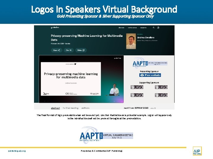Logos In Speakers Virtual Background Gold Presenting Sponsor & Silver Supporting Sponsor Only Presenting