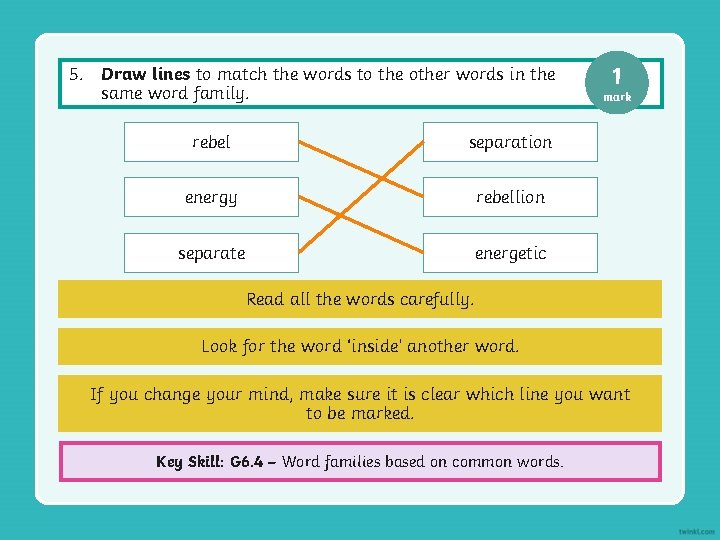 5. Draw lines to match the words to the other words in the same