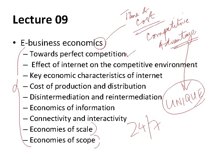 Lecture 09 • E-business economics – Towards perfect competition – Effect of internet on