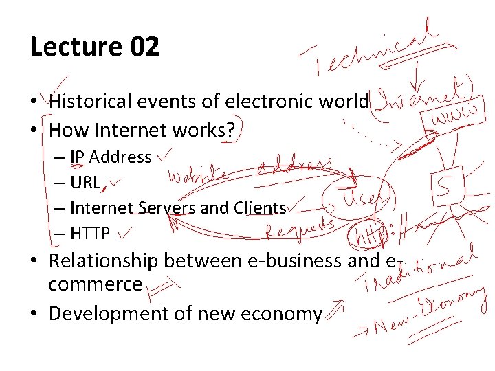 Lecture 02 • Historical events of electronic world • How Internet works? – IP