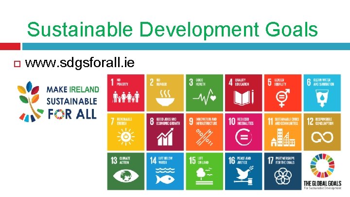 Sustainable Development Goals www. sdgsforall. ie 