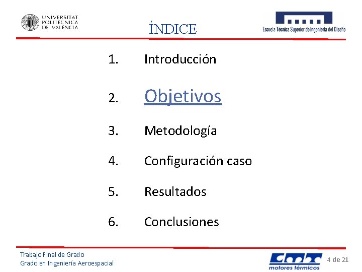 ÍNDICE 1. Introducción 2. Objetivos 3. Metodología 4. Configuración caso 5. Resultados 6. Conclusiones