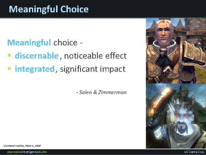 Meaningful Choice Meaningful choice § discernable , noticeable effect § integrated , significant impact