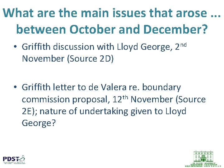 What are the main issues that arose. . . between October and December? •