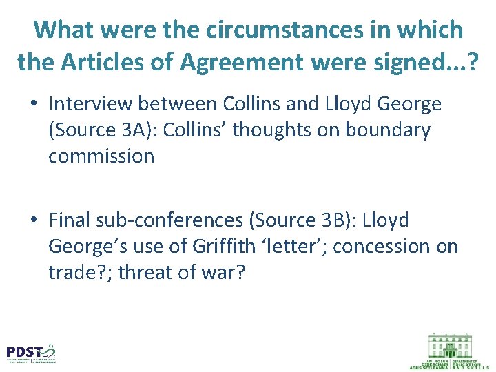 What were the circumstances in which the Articles of Agreement were signed. . .