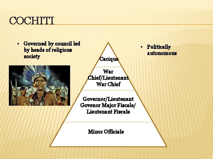 COCHITI • Governed by council led by heads of religious society Cacique War Chief/Lieutenant