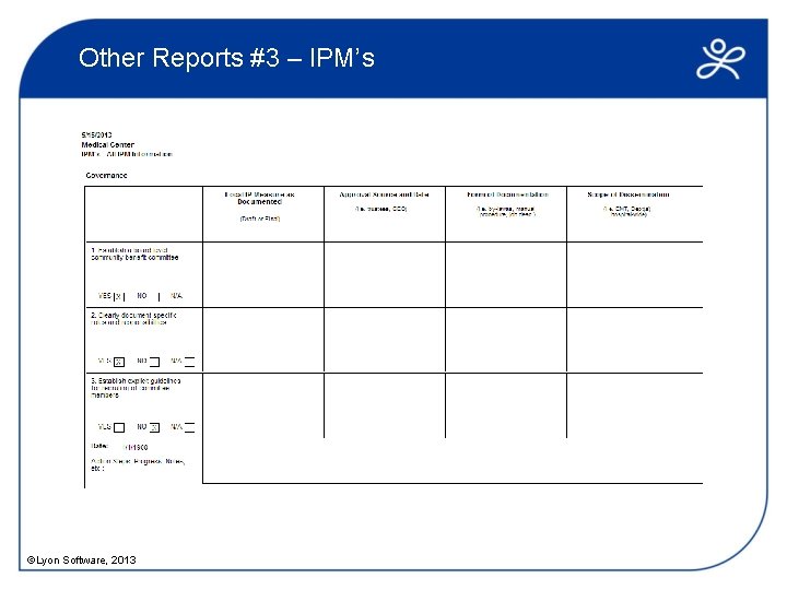 Other Reports #3 – IPM’s ©Lyon Software, 2013 
