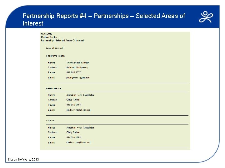 Partnership Reports #4 – Partnerships – Selected Areas of Interest ©Lyon Software, 2013 