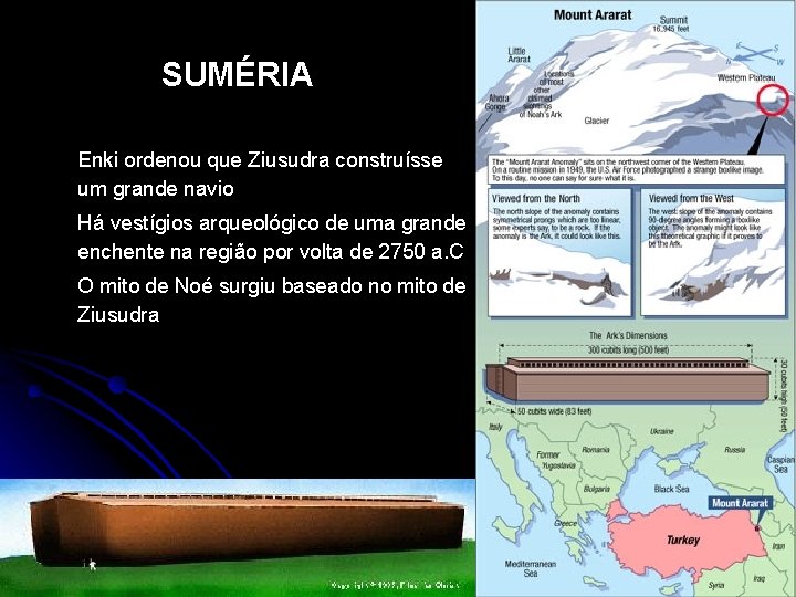 SUMÉRIA Enki ordenou que Ziusudra construísse um grande navio Há vestígios arqueológico de uma