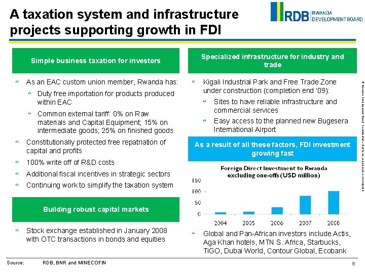 A taxation system and infrastructure projects supporting growth in FDI Specialized infrastructure for industry