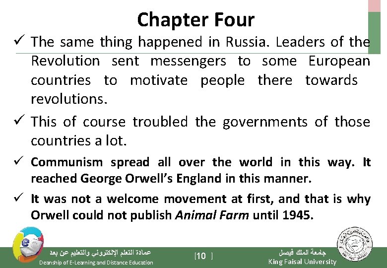 Chapter Four ü The same thing happened in Russia. Leaders of the Revolution sent