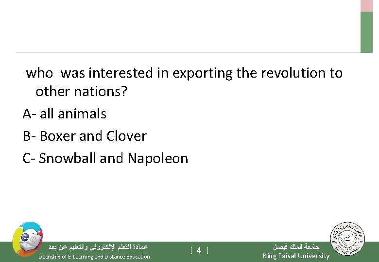 who was interested in exporting the revolution to other nations? A- all animals B-