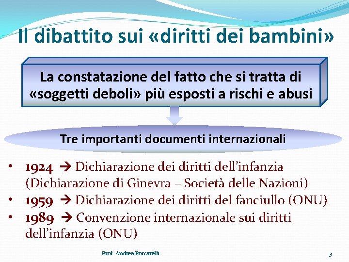 Il dibattito sui «diritti dei bambini» La constatazione del fatto che si tratta di