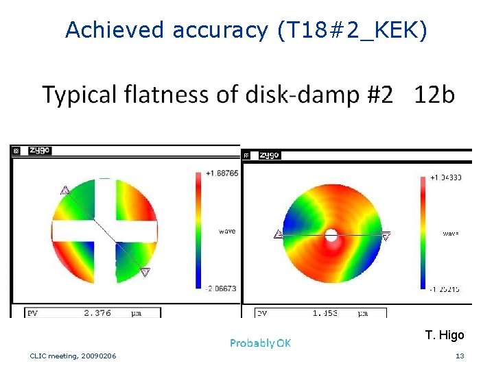 Achieved accuracy (T 18#2_KEK) T. Higo CLIC meeting, 20090206 13 