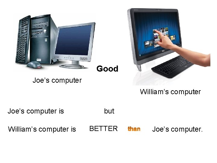 Good Joe’s computer William’s computer Joe’s computer is William’s computer is but BETTER Joe’s