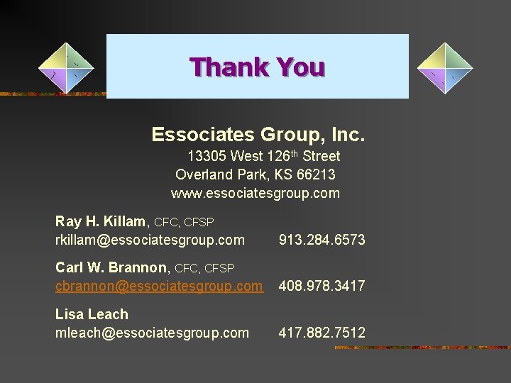 Thank You Essociates Group, Inc. 13305 West 126 th Street Overland Park, KS 66213