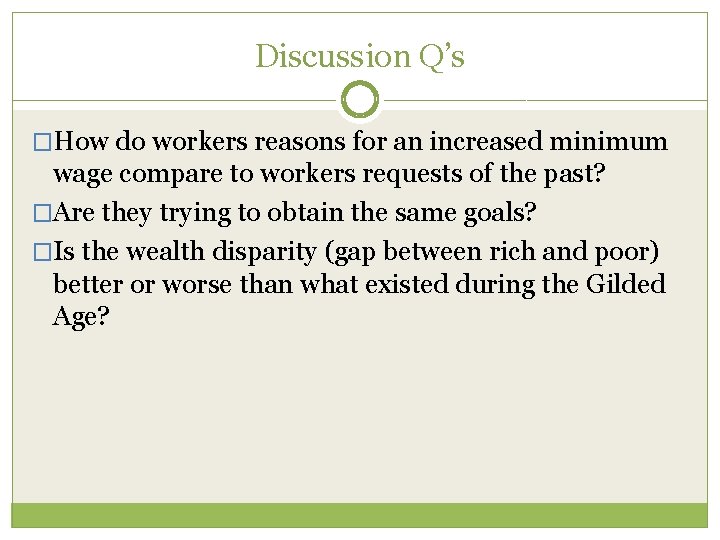 Discussion Q’s �How do workers reasons for an increased minimum wage compare to workers