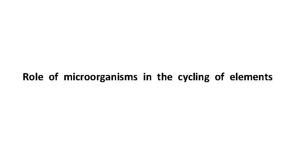 Role of microorganisms in the cycling of elements 