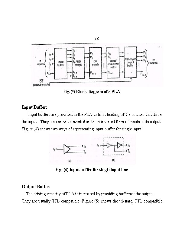 78 Fig. (3) Block diagram of a PLA Input Buffer: Input buffers are provided