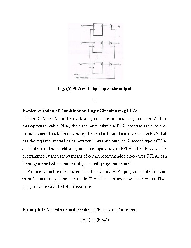 Fig. (6) PLA with flip-flop at the output 80 Implementation of Combination Logic Circuit